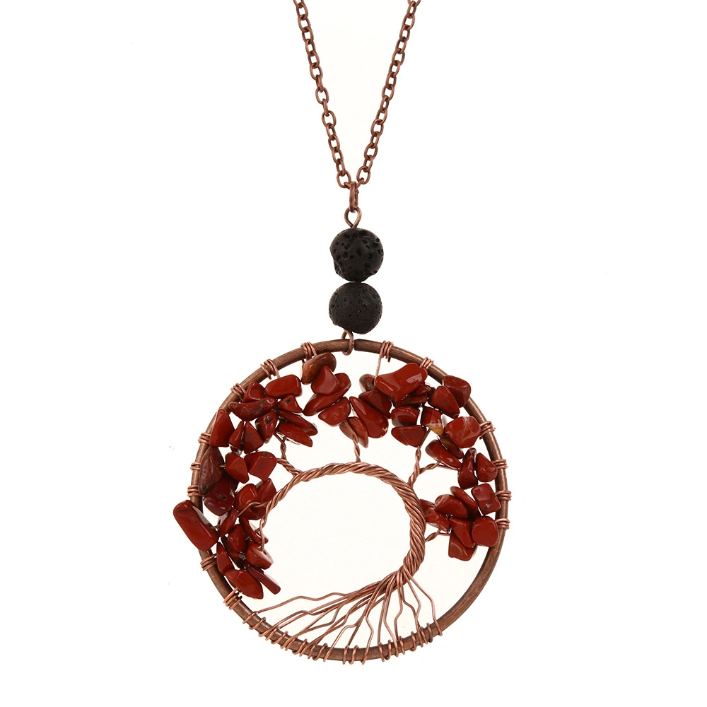 7 Chakra Tree of Life Pendant Necklace Copper Crystal Natural Stone Necklace Quartz Stones Pendants Women Christmas Gift Necklace