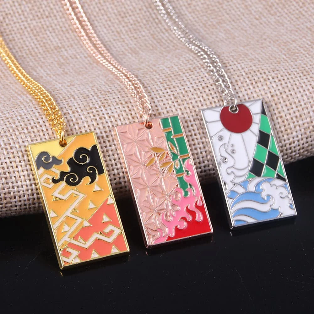 Anime Hot Selling Gold Silver Plated High Quality Fashion Design China Factory Made Pendant Demon Slayer Metal Souvenir Necklace