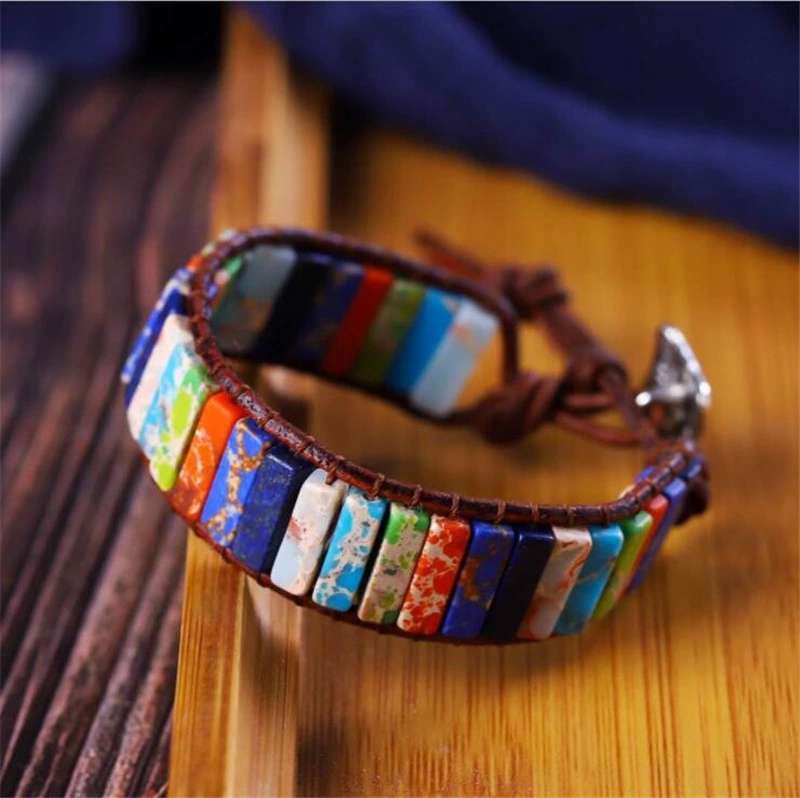 High Quality Genuine Stone Imperial Sediment Jasper 7 Colors Chakra Energy Stone Handmade Women Bracelet