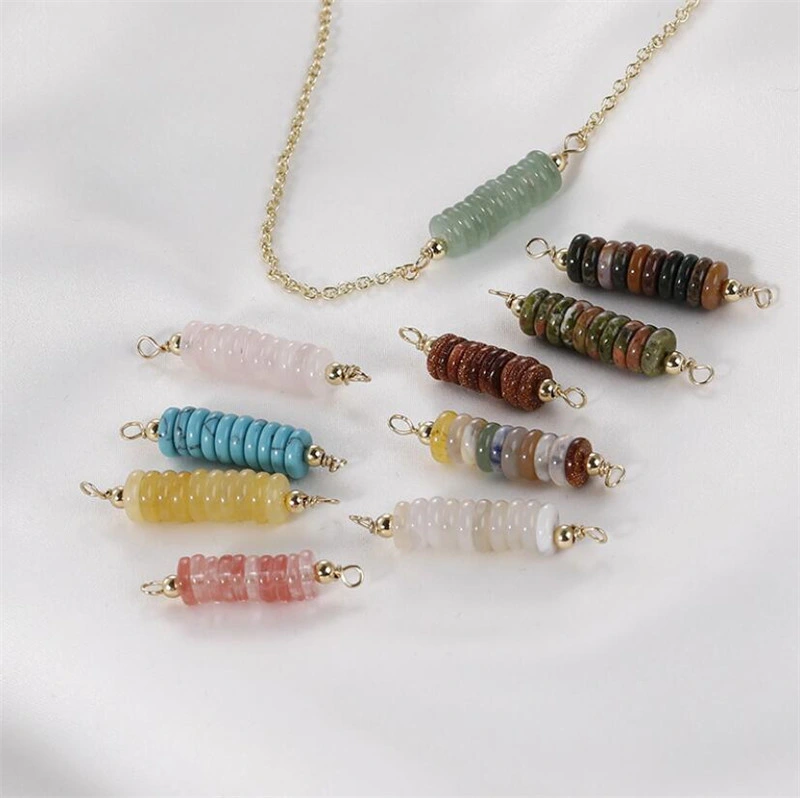 Semi-Precious Stone Hand-Made Spacer Pendant Flat Beads Wheel Beads DIY Bracelet Necklace Earrings Jewelry Accessories