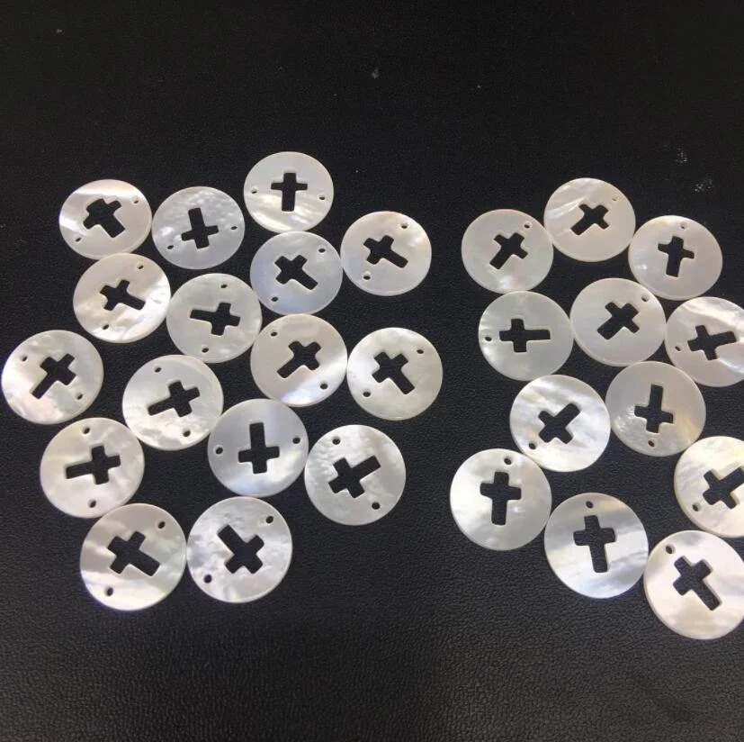 16mm White Natural Fe Letter Moon Star Cross Heart Mother of Pearl Shell Charm Beads for DIY Jewelry