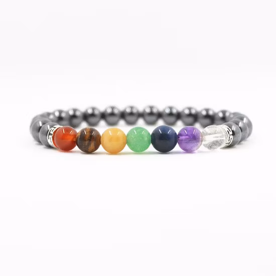 Bracciale ispiratore yoga fatto a mano, braccialetto con perline chakra con diffusore di olio essenziale di pietra lavica naturale